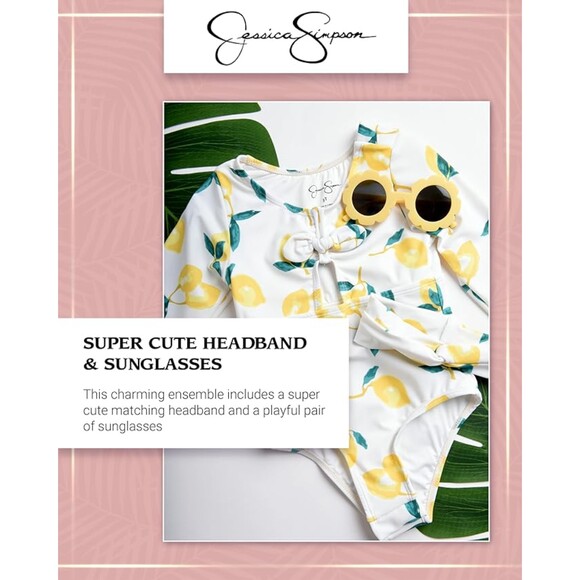Jessica Simpson Floral Rashguard, Headband & Sunglasses Set Baby SZ 24M:NWT - Picture 3 of 9
